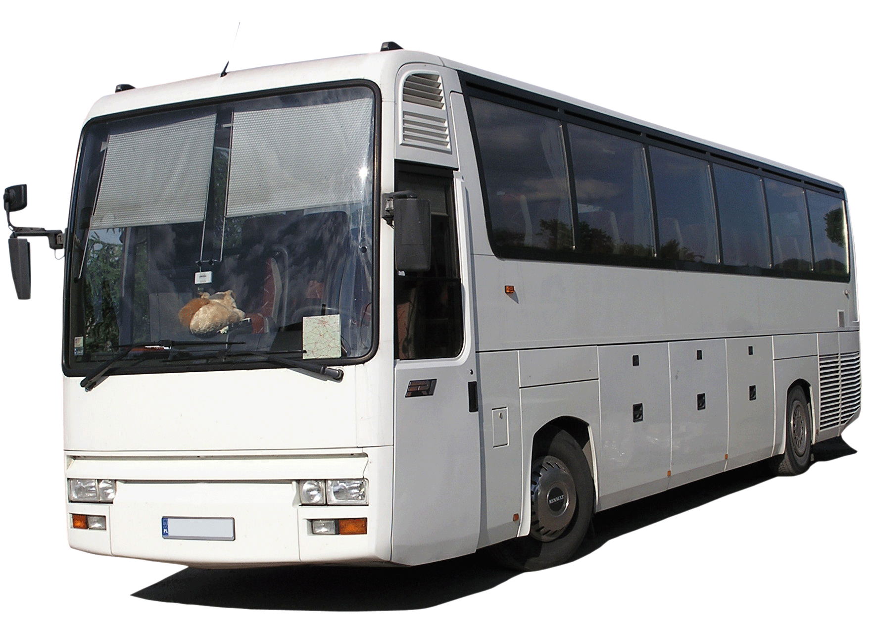 White Coach Bus Isolated PNG Image