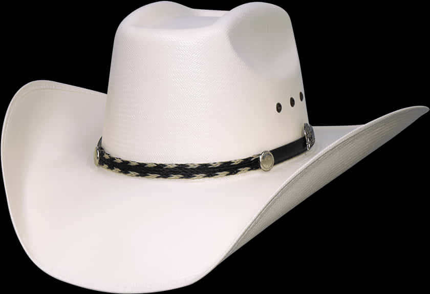 White Cowboy Hat Isolatedon Black Background PNG Image