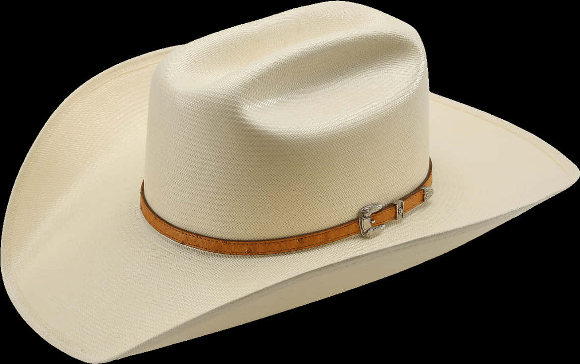 White Cowboy Hatwith Brown Band PNG Image