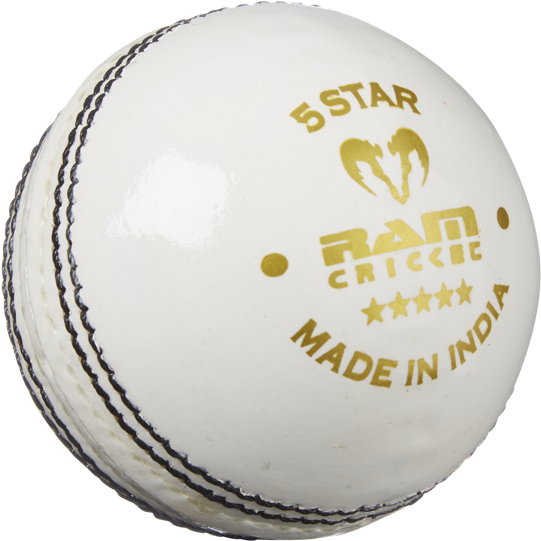 White Cricket Ball5 Star Brand PNG Image