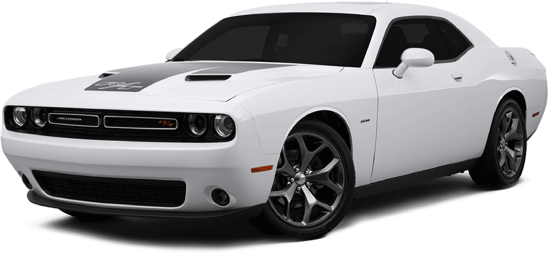 White Dodge Challenger S R T Angled View PNG Image