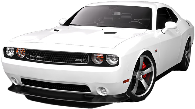 White Dodge Challenger S R T Angled View PNG Image