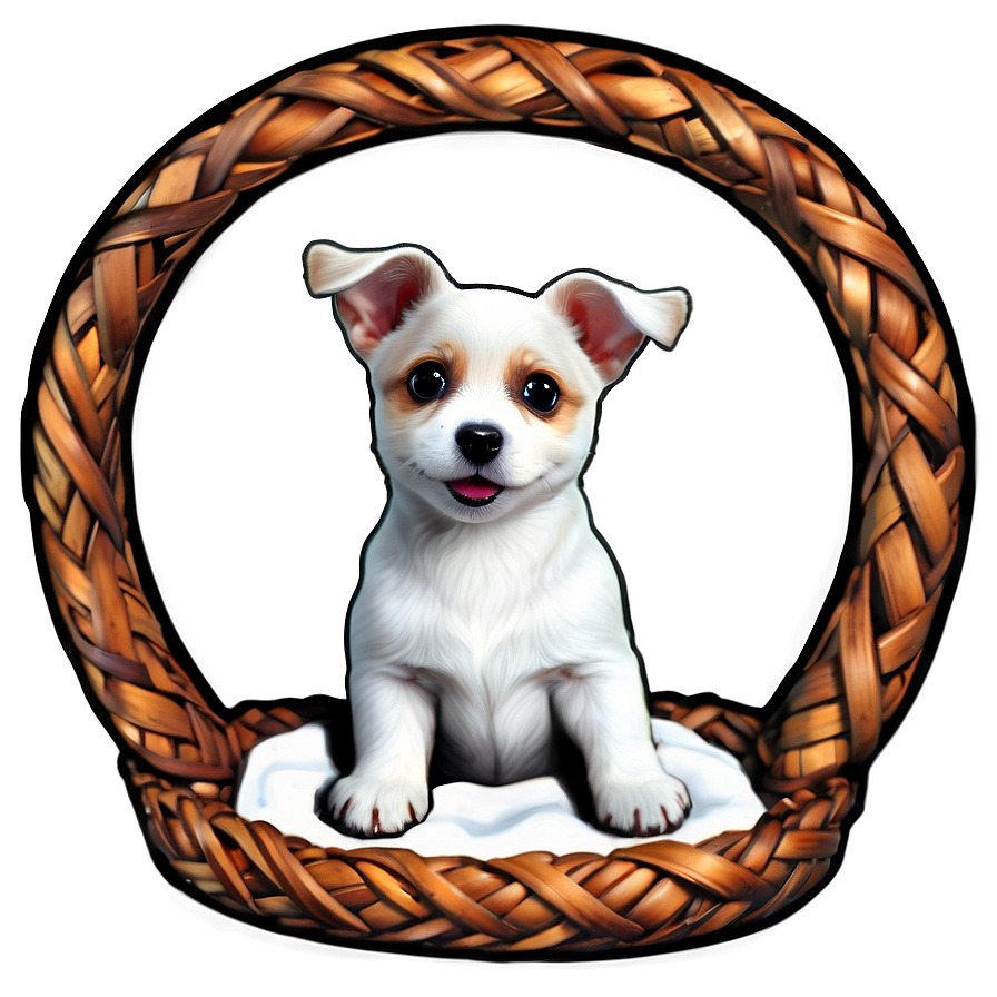 White Dog In Basket Png Vnd86 PNG Image