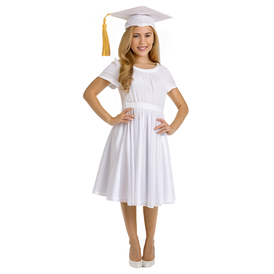 White Dress For Graduation Png Svb66 PNG Image