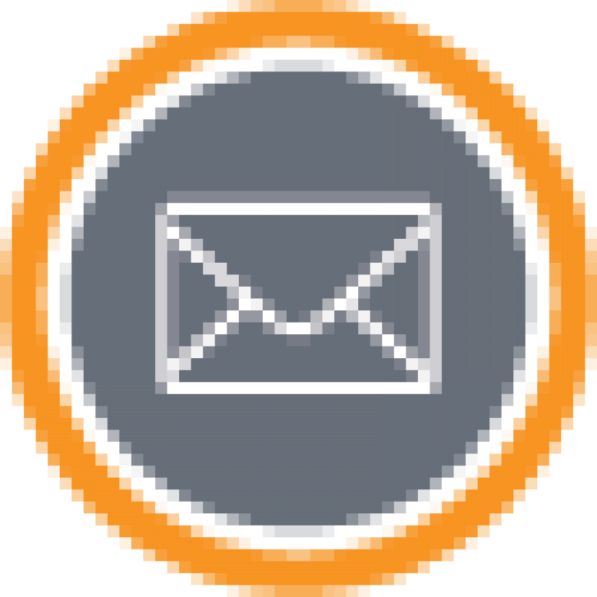 White Email Icon Orange Circle Background PNG Image