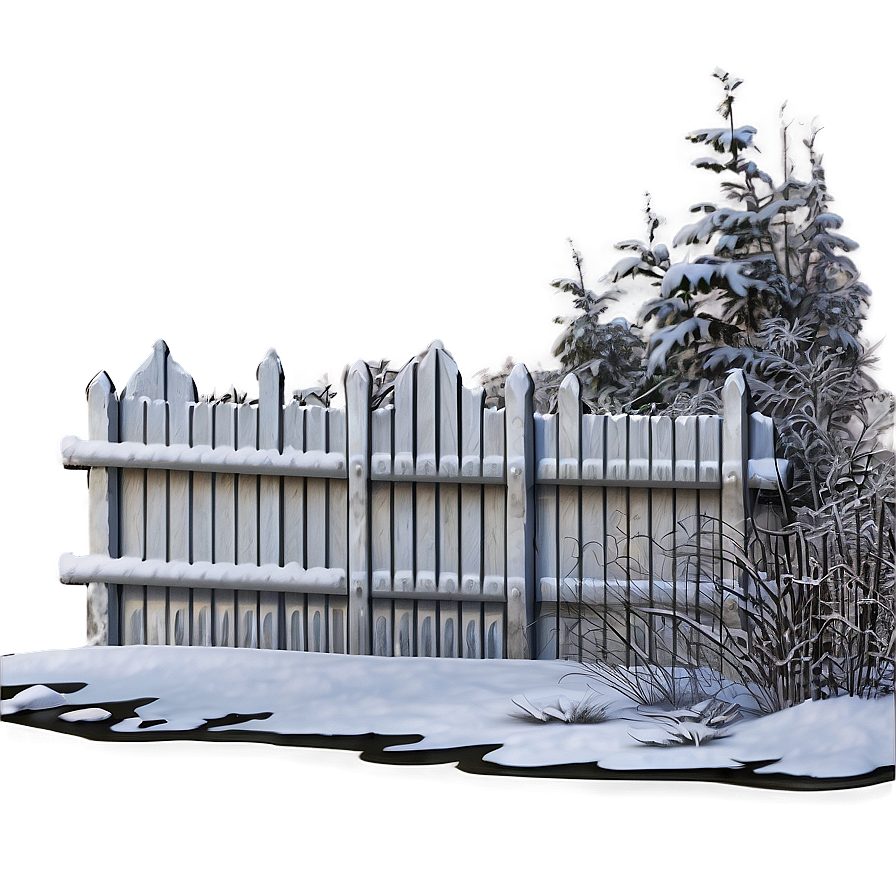 White Fence In Snowy Landscape Png Kqq62 PNG Image