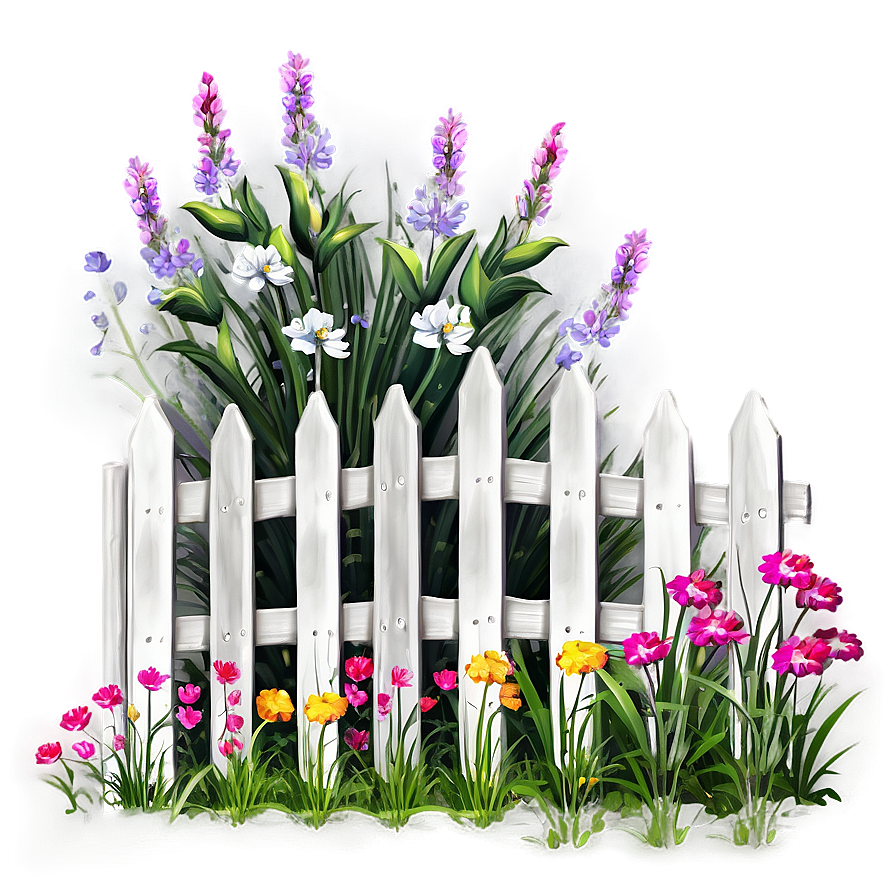 White Fence With Flowers Png Wgw PNG Image