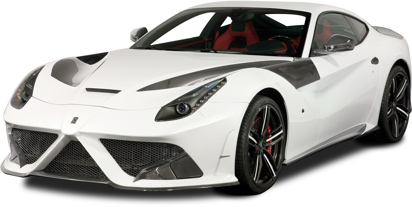 White Ferrari Sports Car Isolated PNG Image