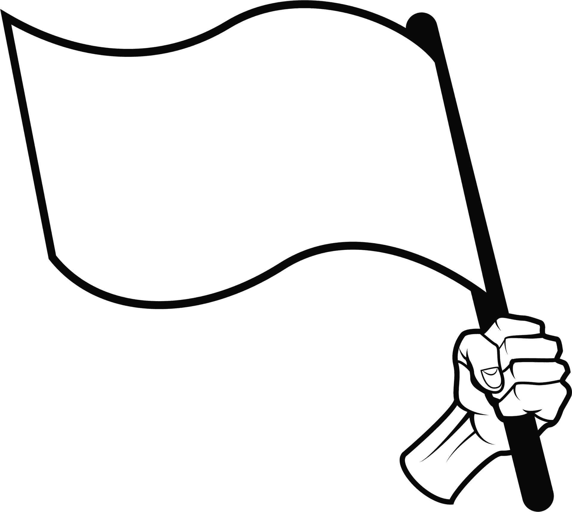 White Flag Hand Holding Illustration PNG Image