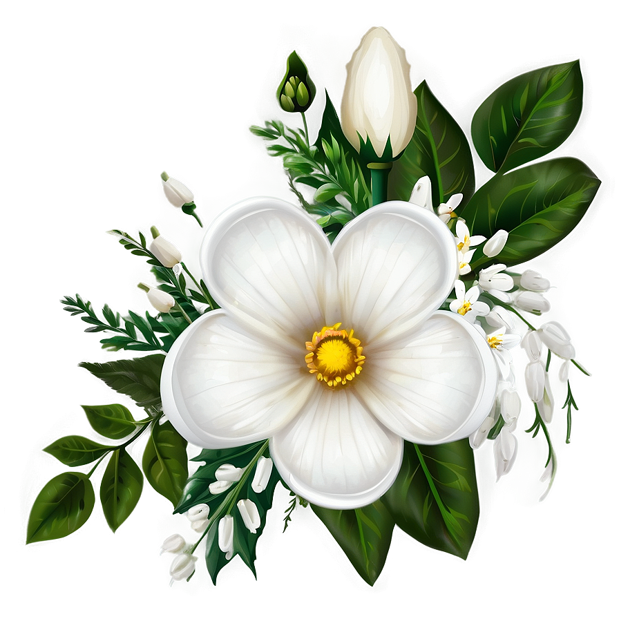 White Flowers Bouquet Png Mky55 PNG Image