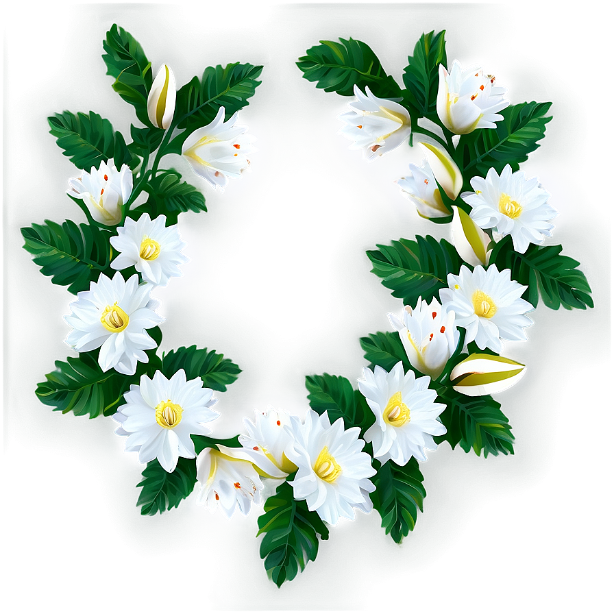 White Flowers Garland Png Bui41 PNG Image