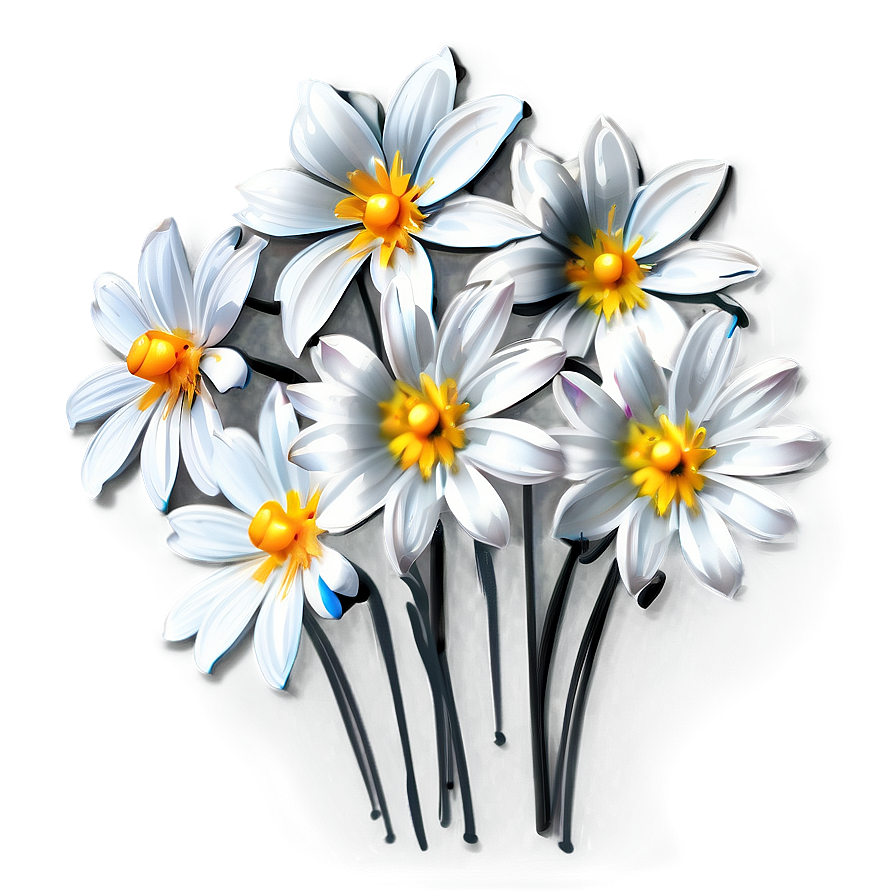 White Flowers Illustration Png 05242024 PNG Image