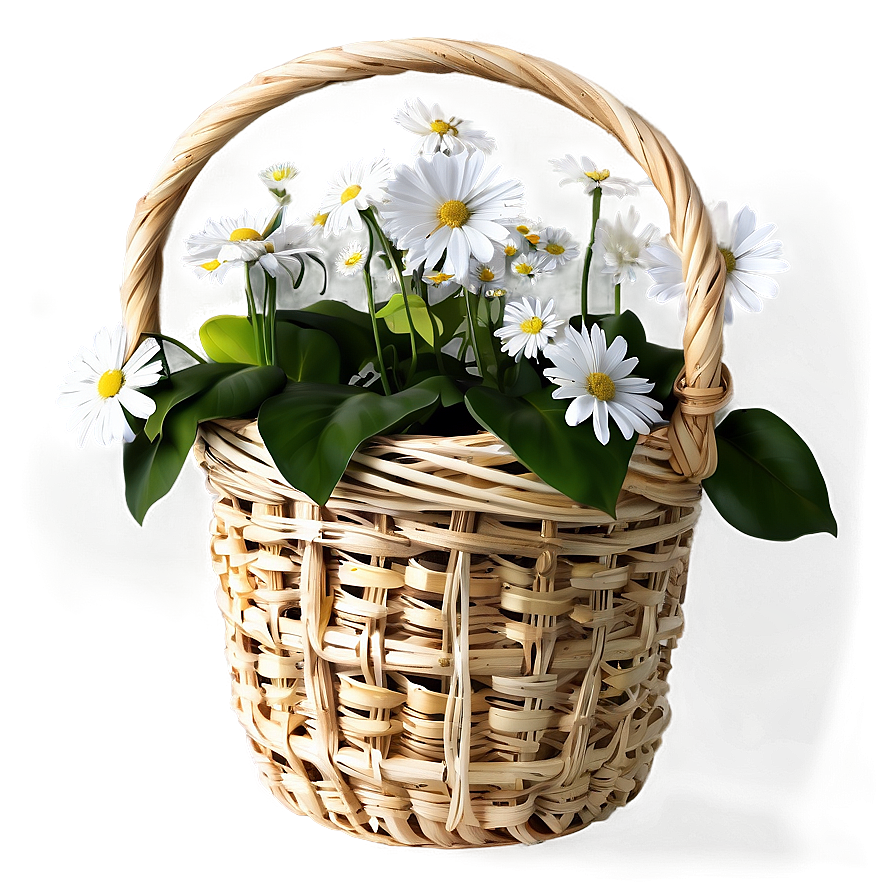 White Flowers In Basket Png 05242024 PNG Image