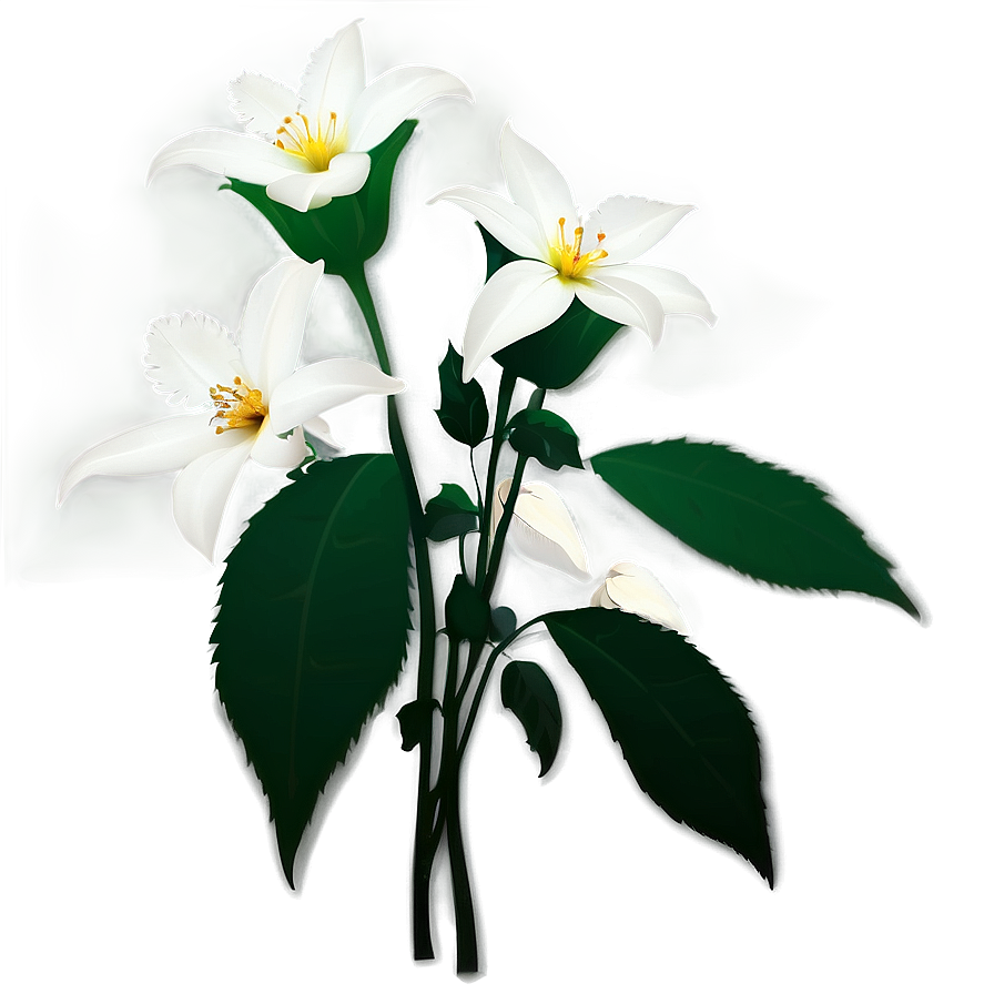 White Flowers Silhouette Png Gef98 PNG Image