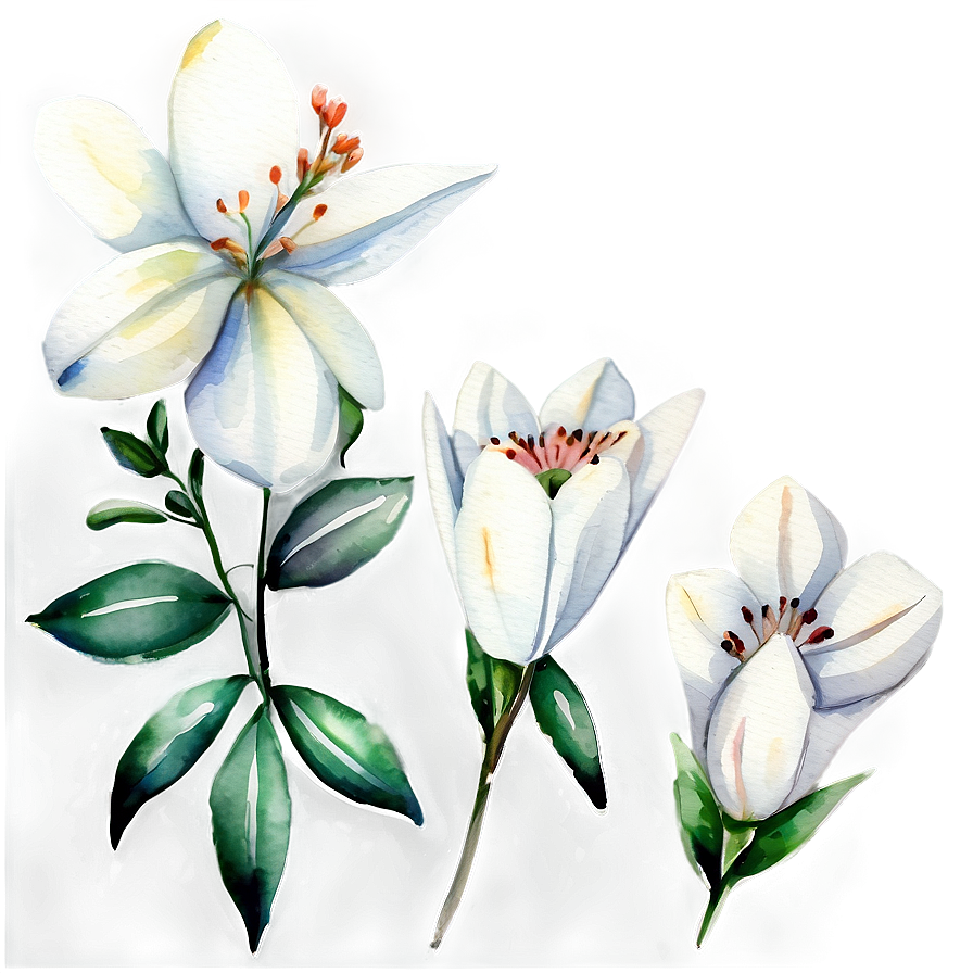 White Flowers Watercolor Png 24 PNG Image