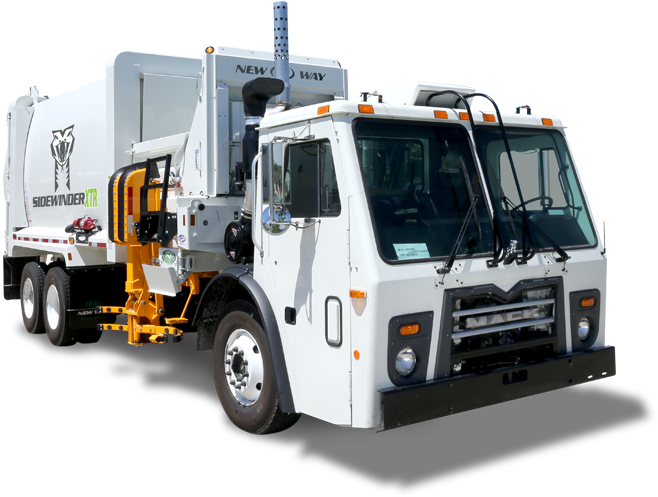 White Garbage Truck Sideloader PNG Image