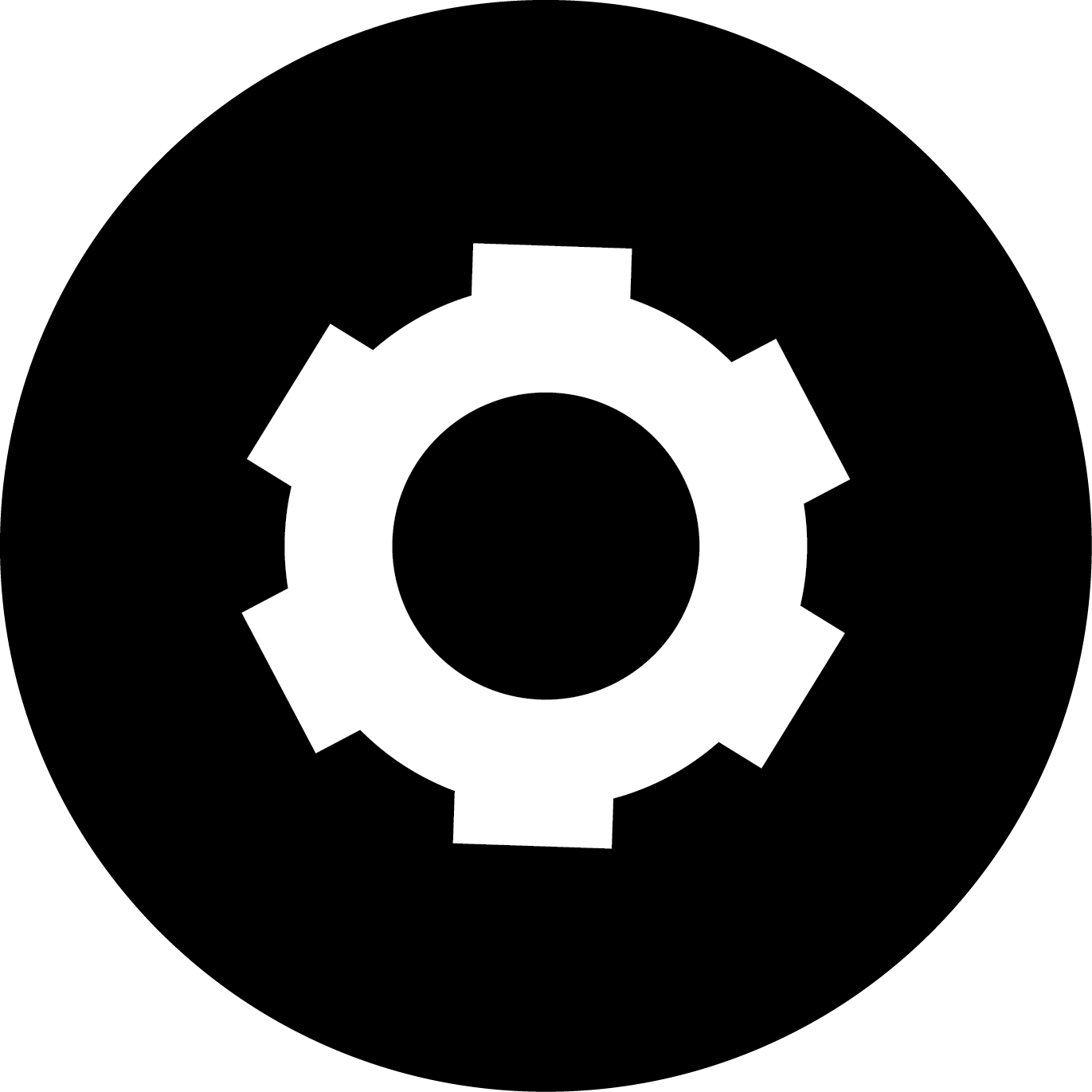 White Gear Icon Dark Background PNG Image