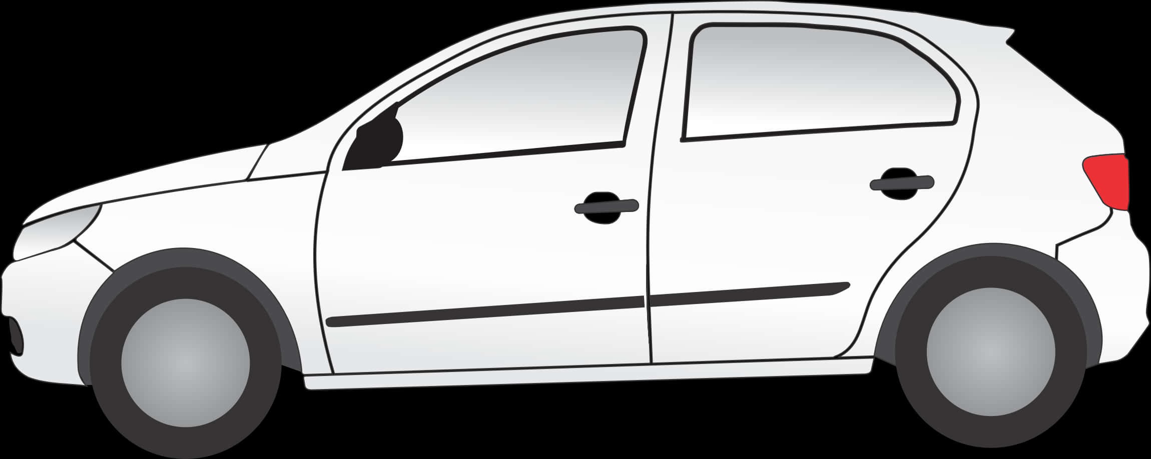 White Hatchback Car Side View Vector PNG Image