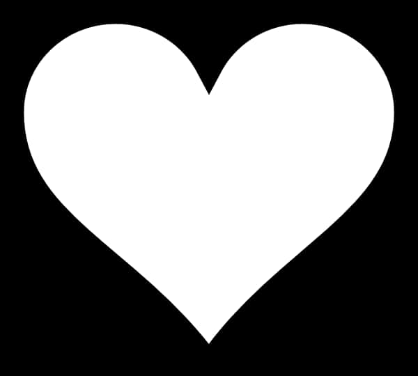 White Heart Icon Black Background PNG Image