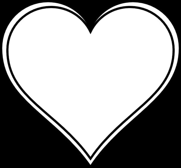 White Heart Outlineon Black Background PNG Image