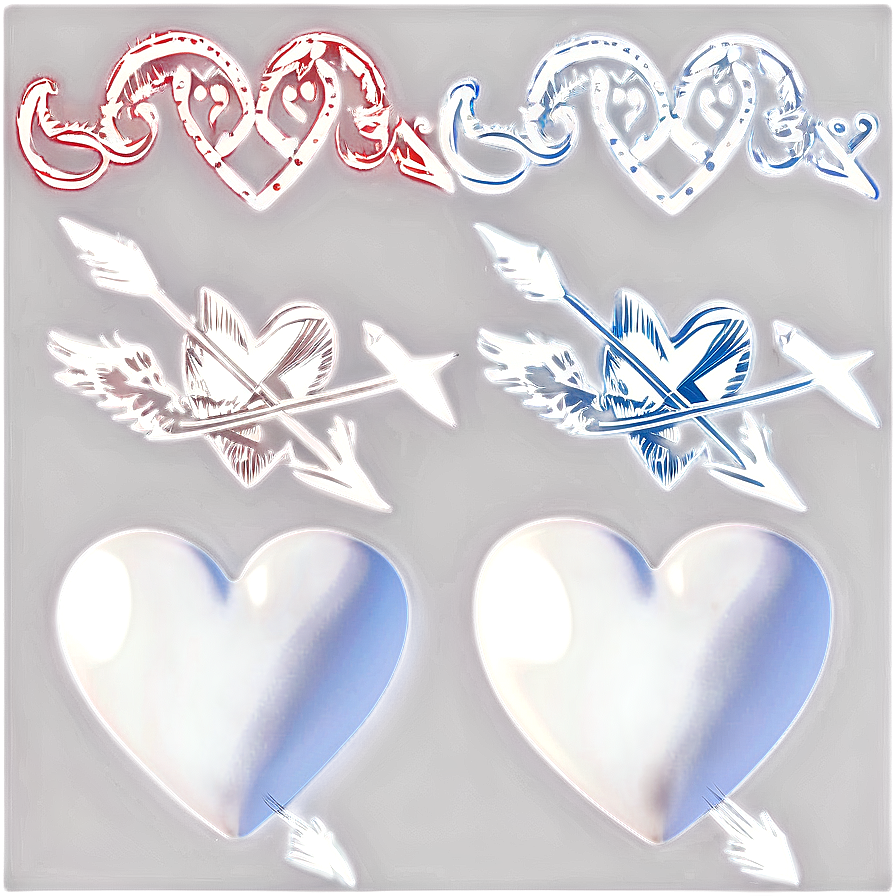 White Hearts With Arrow Png 06252024 PNG Image