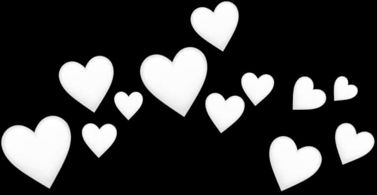 White Heartson Black Background PNG Image