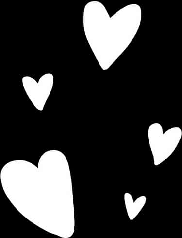 White Heartson Black Background PNG Image