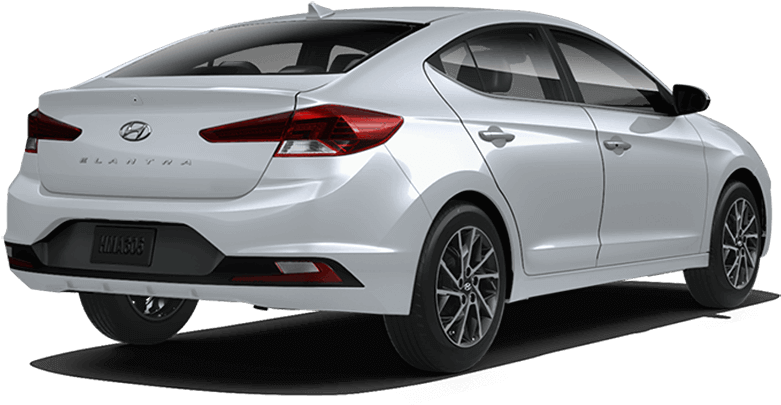 White Hyundai Elantra Rear View PNG Image