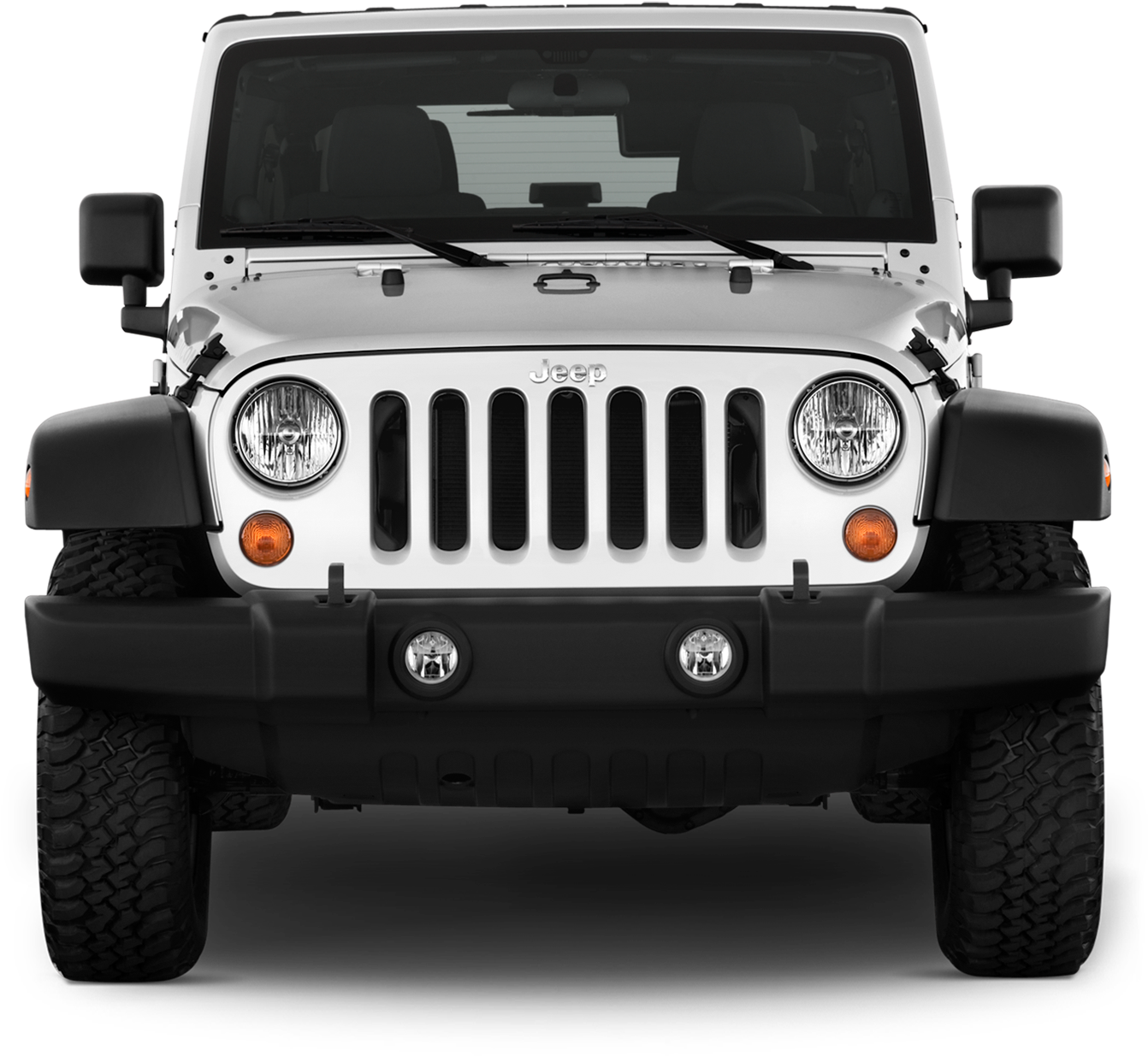 White Jeep Wrangler Front View PNG Image