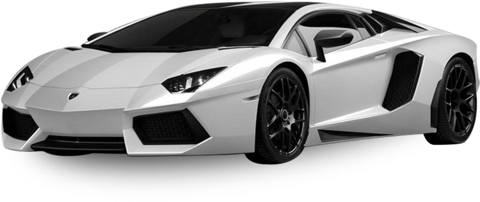 White Lamborghini Aventador Side View PNG Image