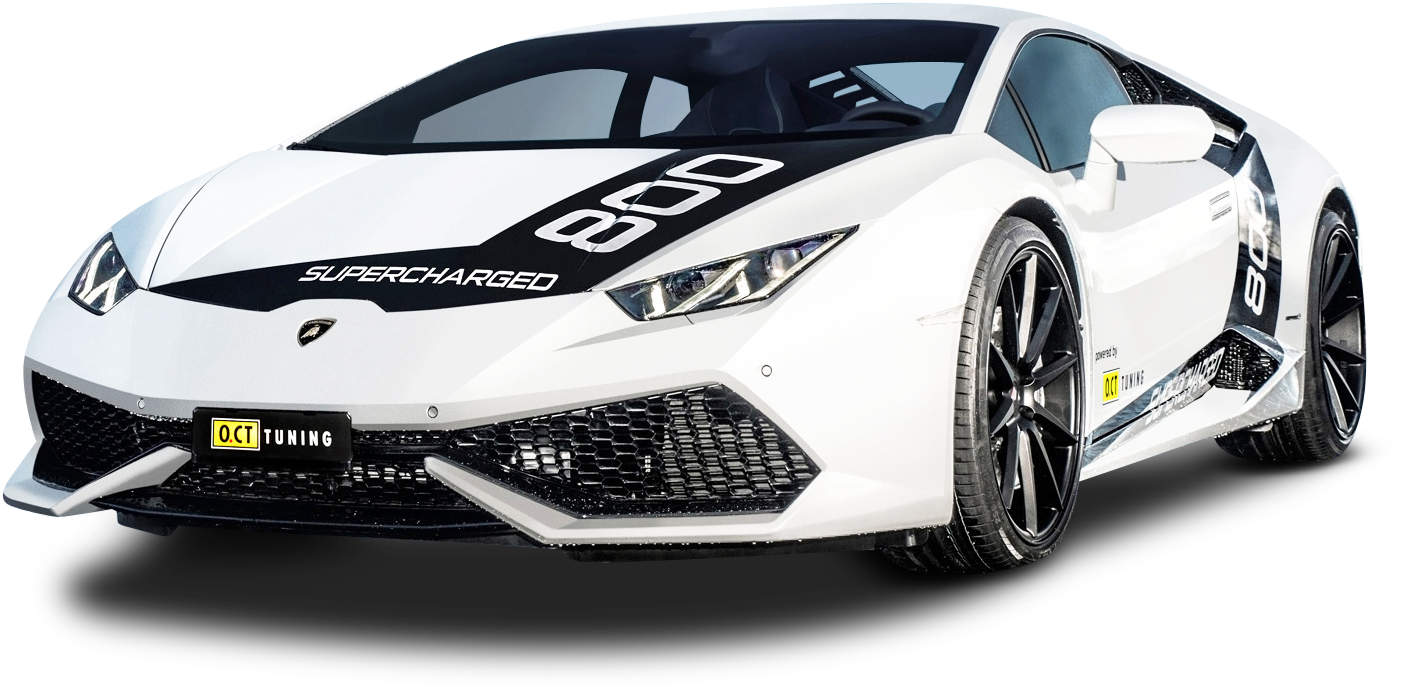 White Lamborghini Huracan Supercharged PNG Image