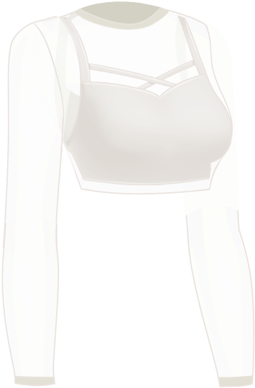 White Long Sleeve Crop Top Design PNG Image