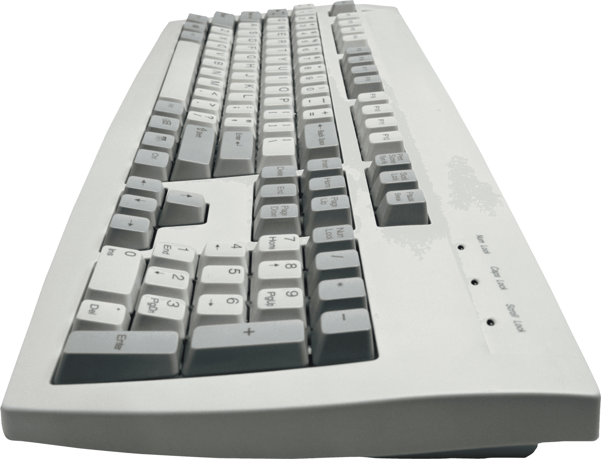 White Mechanical Keyboard Perspective View PNG Image