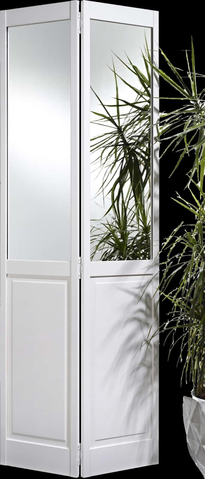 White Modern Interior Doorwith Glass PNG Image