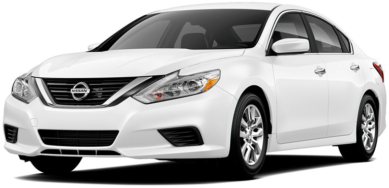 White Nissan Sedan Profile View PNG Image