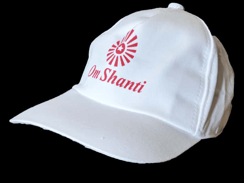 White Om Shanti Baseball Cap PNG Image