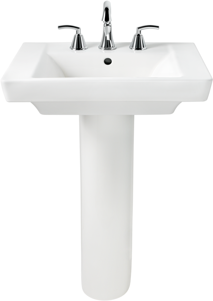 White Pedestal Sink With Faucets PNG Image