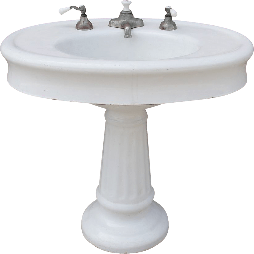 White Pedestal Sinkwith Faucets PNG Image