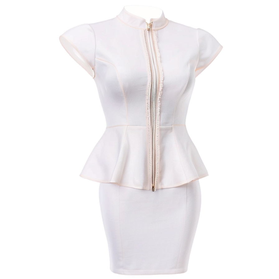 White Peplum Dress Flair Png Rvj95 PNG Image