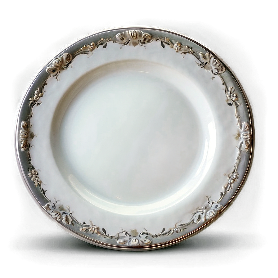 White Plate With Silver Trim Png Ivp21 PNG Image