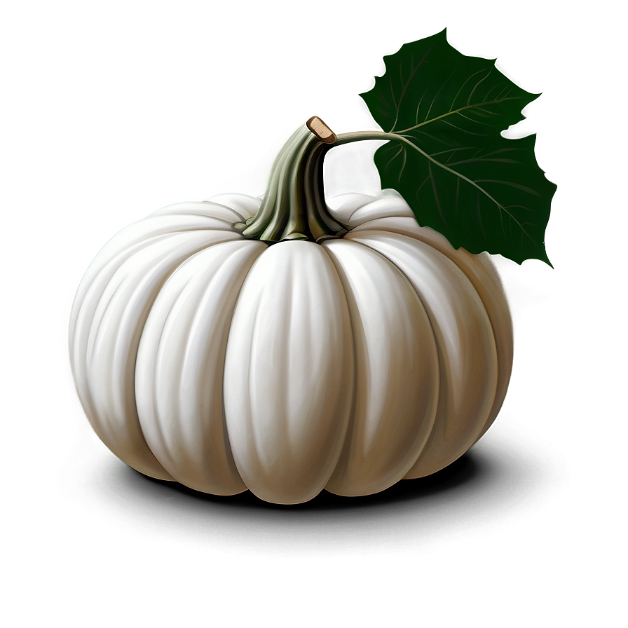 White Pumpkin With Leaves Png Hmq35 PNG Image