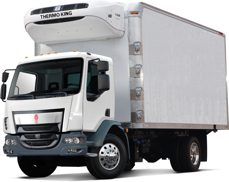 White Refrigerated Commercial Truck PNG Image