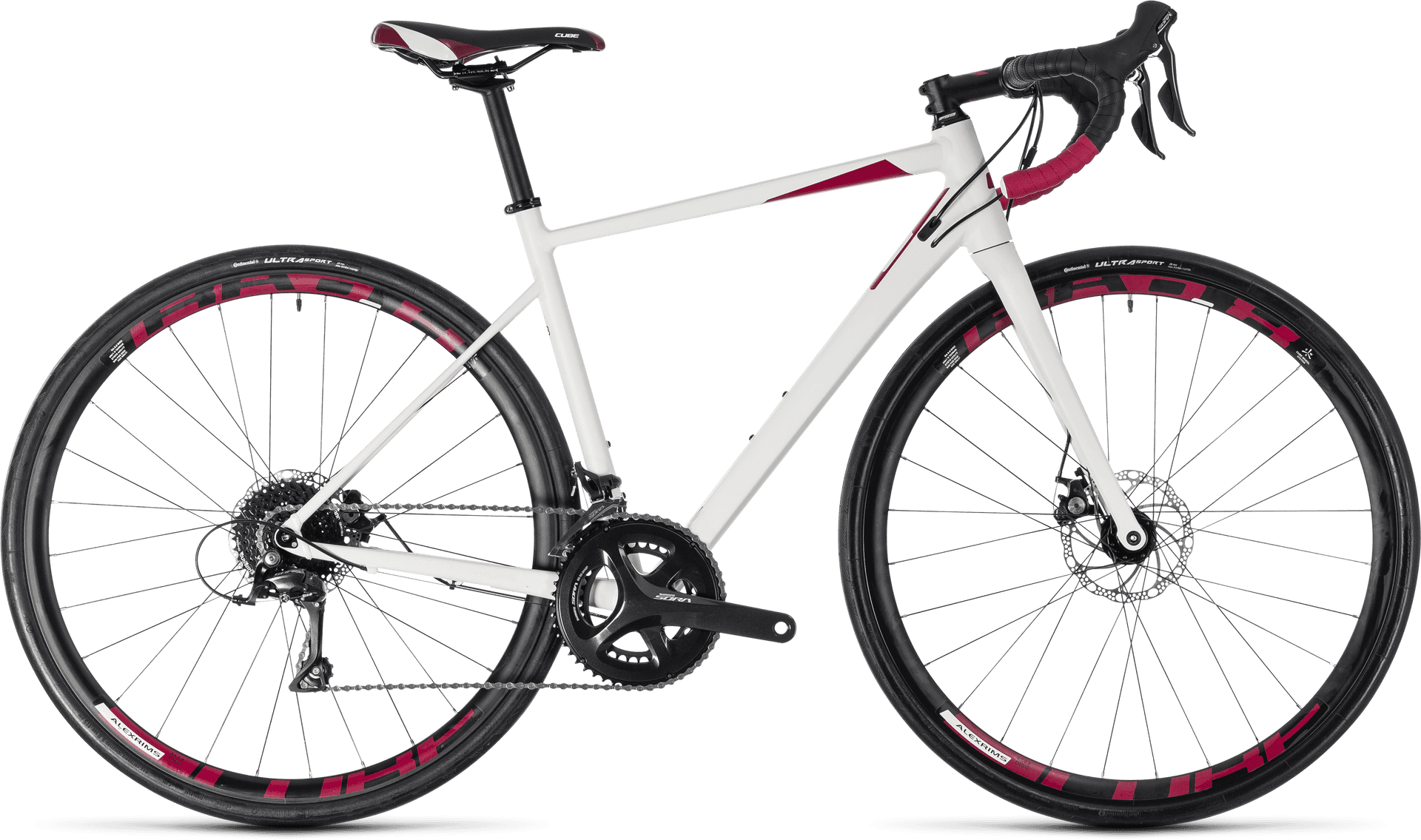 White Road Bike Profile View PNG Image