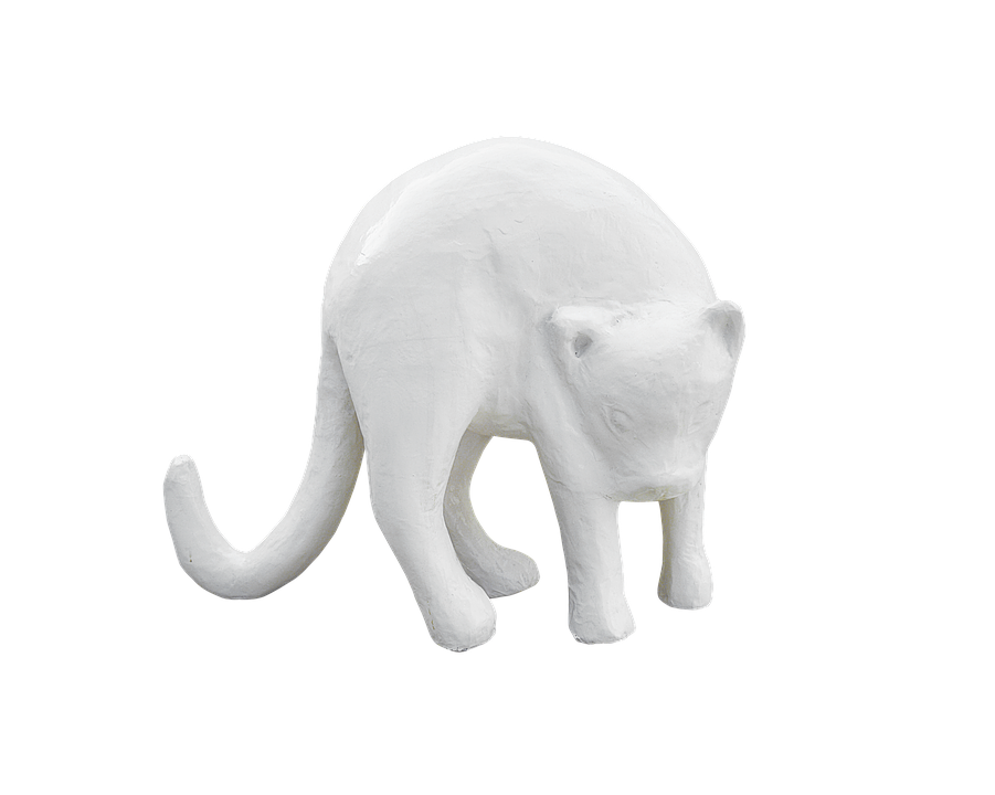 White Sculpture Catwith Elephant Features.png PNG Image