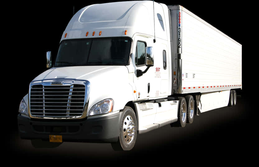 White Semi Truck On The Road.jpg PNG Image