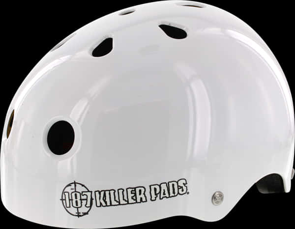 White Skateboard Helmet187 Killer Pads PNG Image