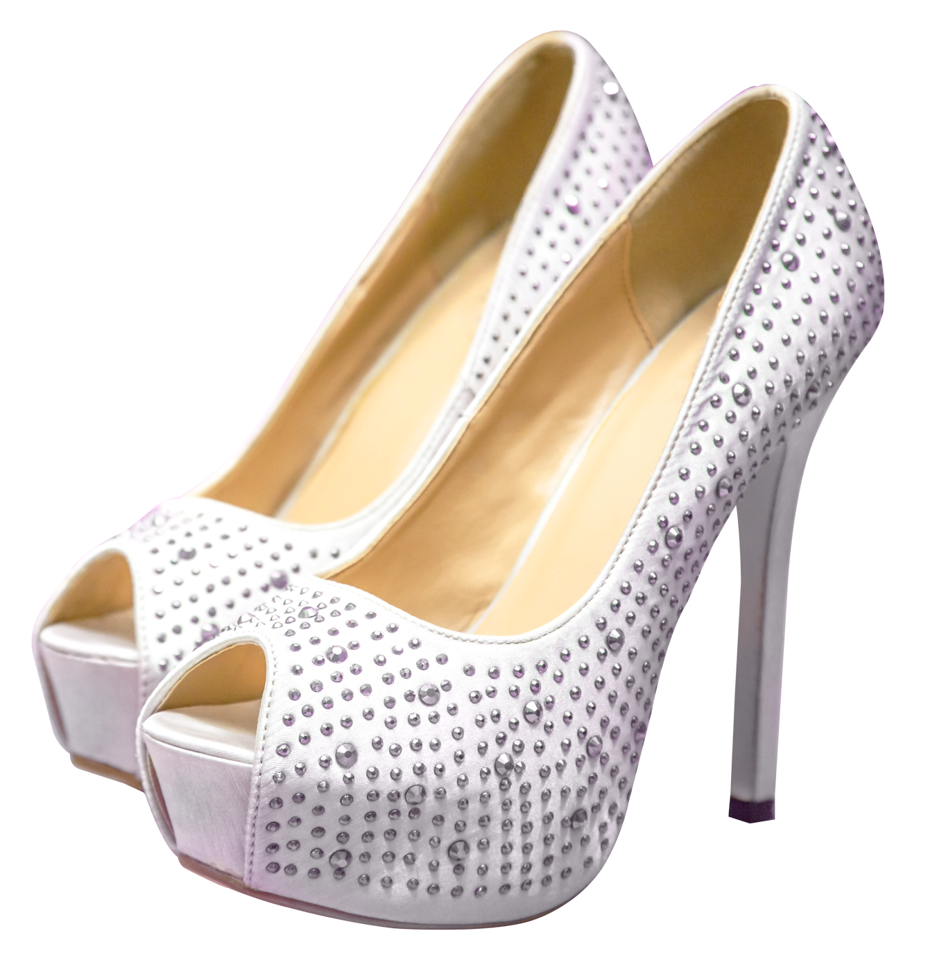 White Studded High Heels PNG Image