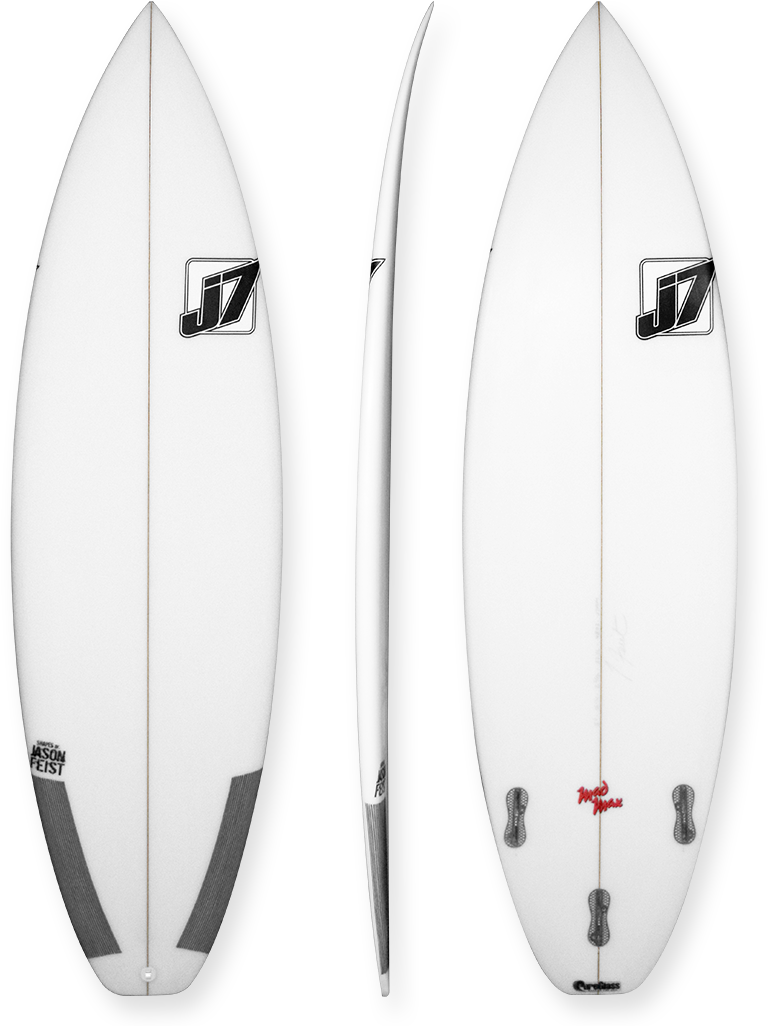 White Surfboard Triple Fin Setup PNG Image