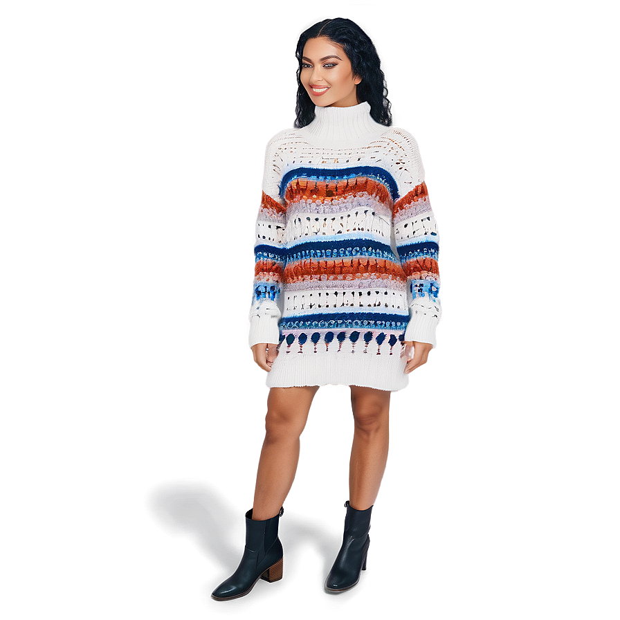 White Sweater Dress Coziness Png 78 PNG Image