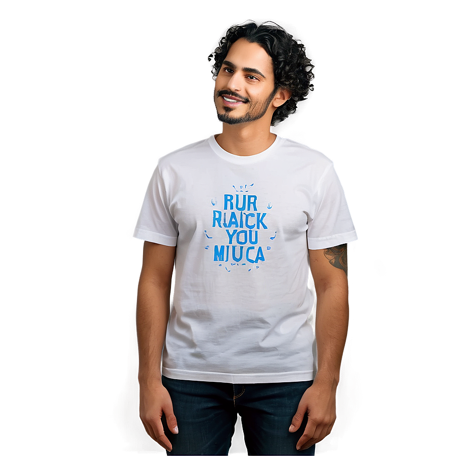 White T-shirt Mockup On Model Png 18 PNG Image